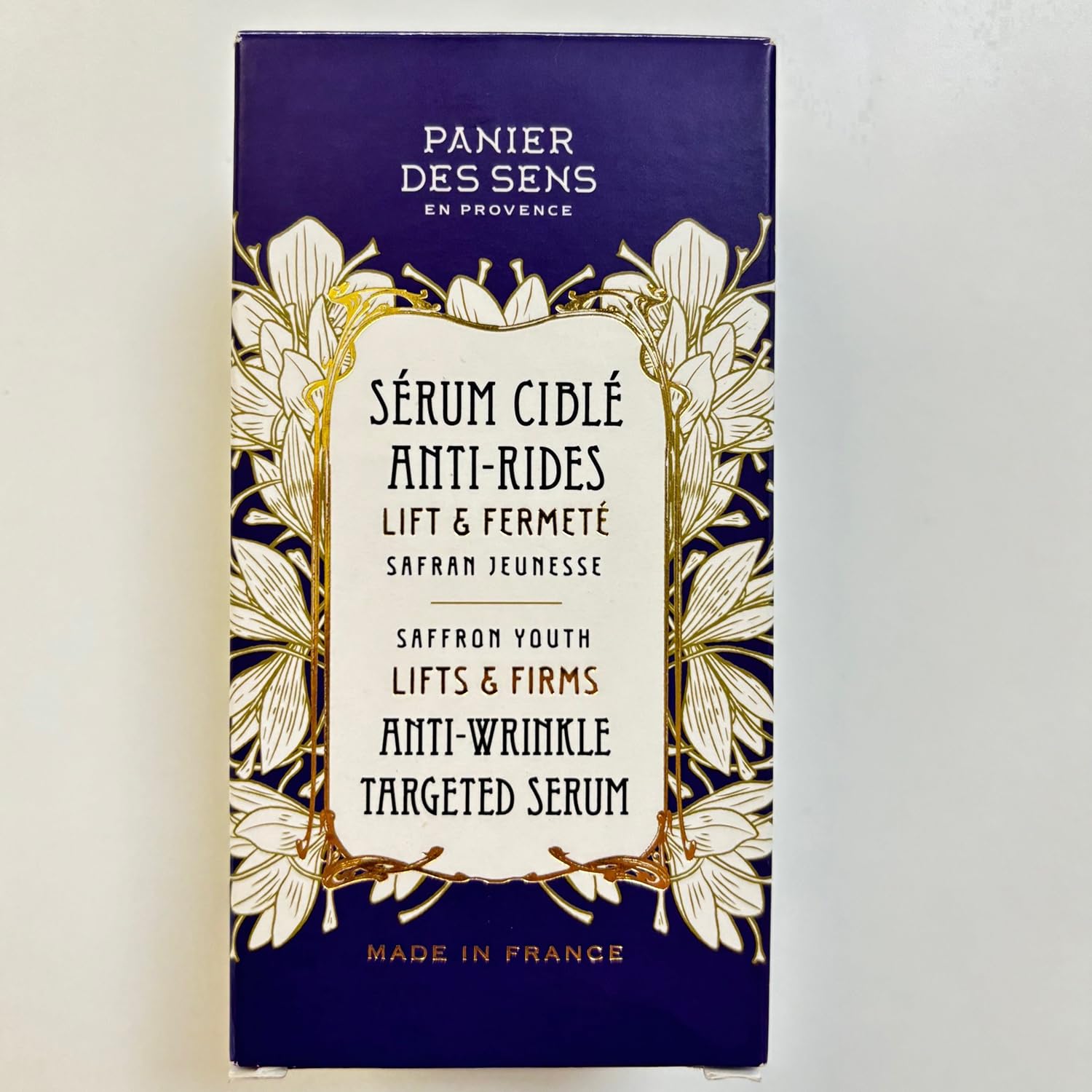Panier des Sens Anti Aging Face Serum with Saffron Extract & Hyaluronic Acid - Wrinkle Reduction & Lifting Treatment - 97% Natural Hydrating Facial Serum for Women - Made in France | Perfect for Daily Skincare Routine & Nighttime Rejuvenation