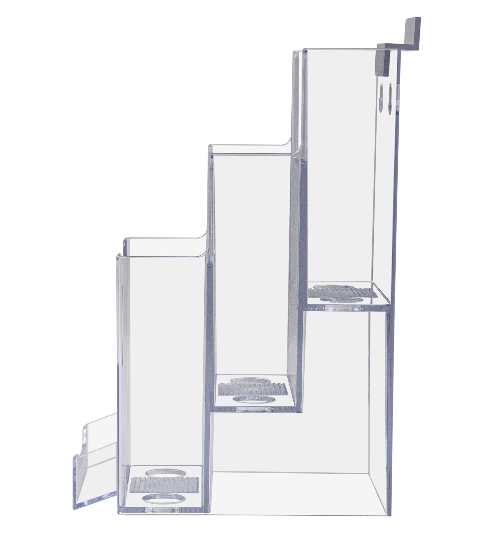 10 Pack Clear Acrylic Slatwall Brochure Holders - 3 Tier Display Rack for 4