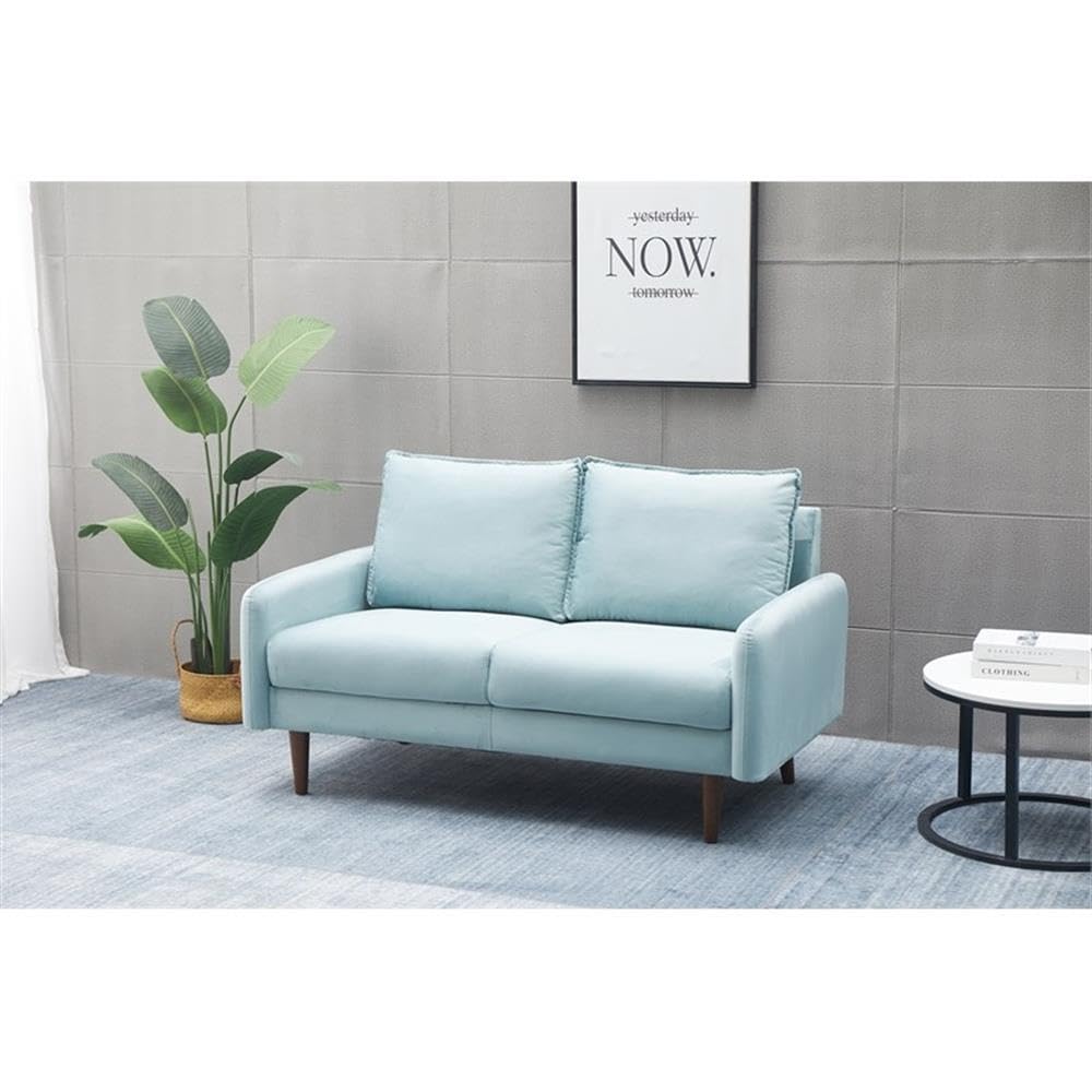 Hambrok Velvet Living Room Loveseat in Light Grayish Cyan - Modern Small Sofa for Apartments, Cozy Seating for Couples, Perfect for Living Rooms & Reading Nooks