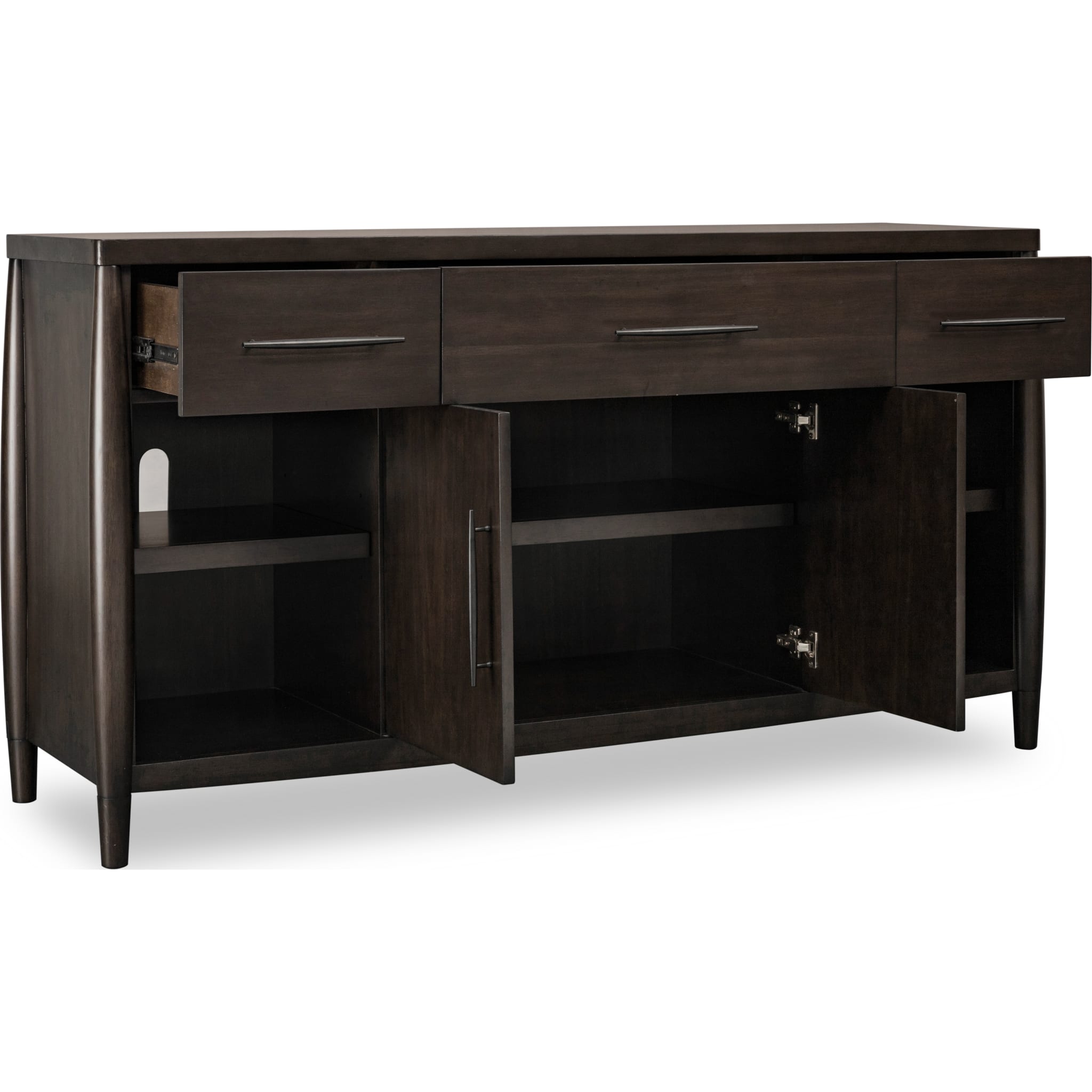 Koko Acacia Wood Sideboard in Minx - Rustic Solid Wood Buffet Cabinet for Dining Room, Living Room & Entryway Storage | Farmhouse Style Sideboard with 2 Doors & 3 Drawers