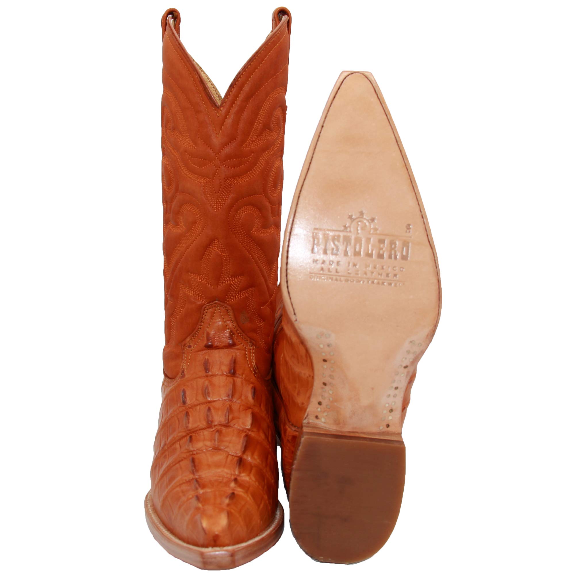 Men's Crocodile Print Leather Cowboy Boots - Western Style Snip Toe Boots for Rodeo, Country Music Festivals & Casual Wear