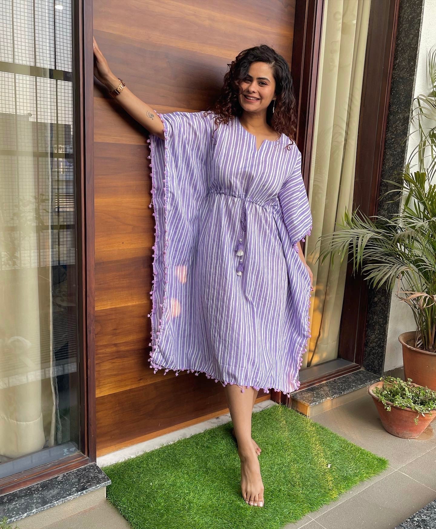 Stylish Purple Pop Kaftan Dress - Flowy Boho Maxi Dress for Women - Perfect for Beach Vacation, Pool Party & Summer Outfits