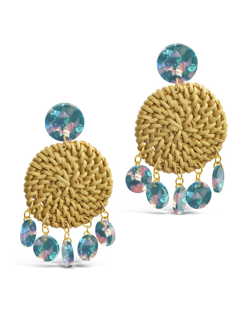 Elegant Woven Stud Drop Earrings with Resin Accents - Perfect for Casual Wear, Parties & Special Occasions