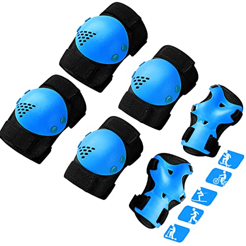 Wemfg Kids Protective Gear Set - Knee Pads, Elbow Pads & Wrist Guards for Children 3-14 Years | 3-in-1 Safety Equipment for Rollerblading, Skateboarding, Cycling, Skating, Biking & Scooter Riding | Perfect for Outdoor Sports & Playground Activities