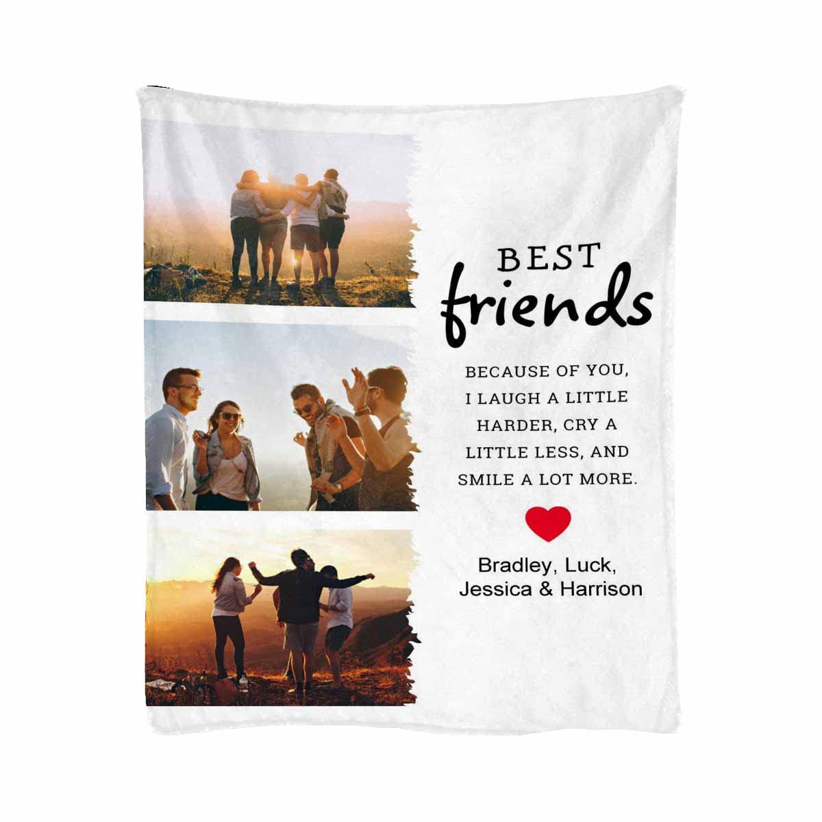 Personalized Best Friends Birthday Gifts - Custom Photo Fleece Blanket 32x48 Inches - Ultra Soft Microfiber Plush Throw Blanket for Couch, Bed, Dorm - Perfect for Anniversaries, Christmas & Friendship Gifts