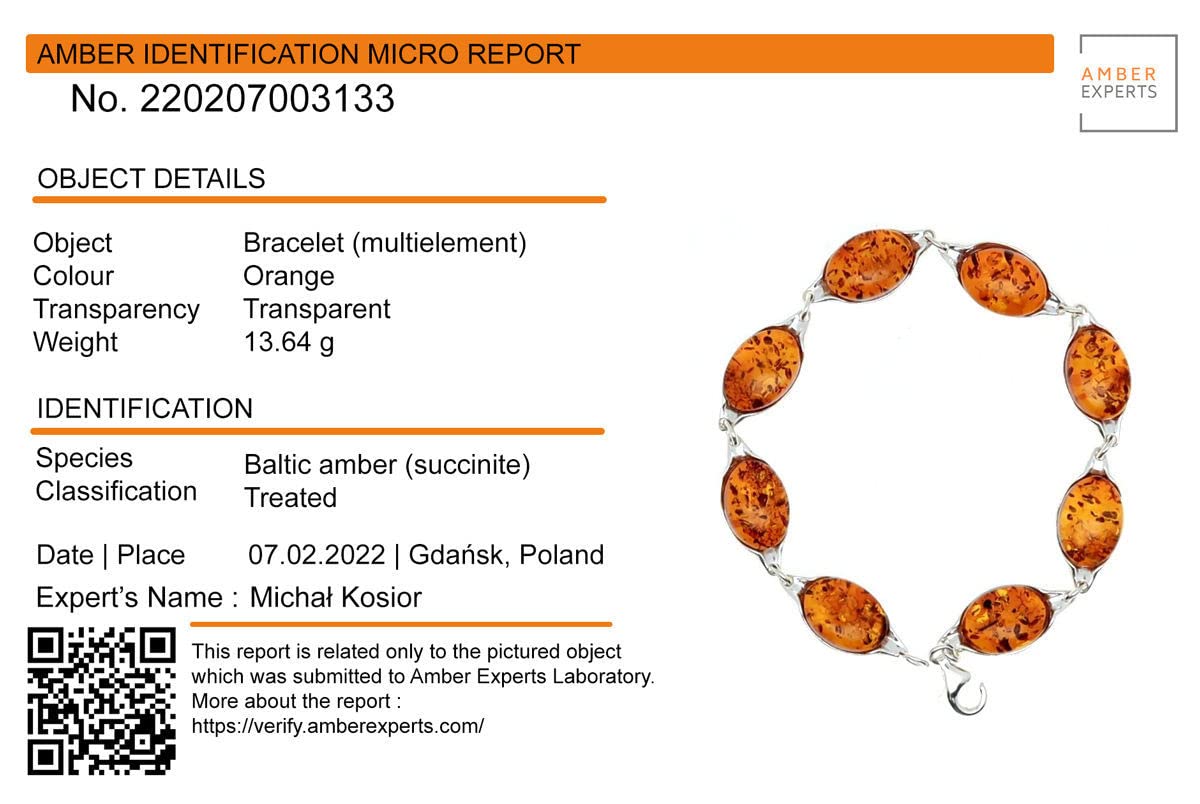 Genuine Baltic Amber Bracelet for Women - Sterling Silver Honey Amber Jewelry, Adjustable Adult Amber Bracelet | Perfect for Holiday Gifts, Wellness & Fashion Accessories