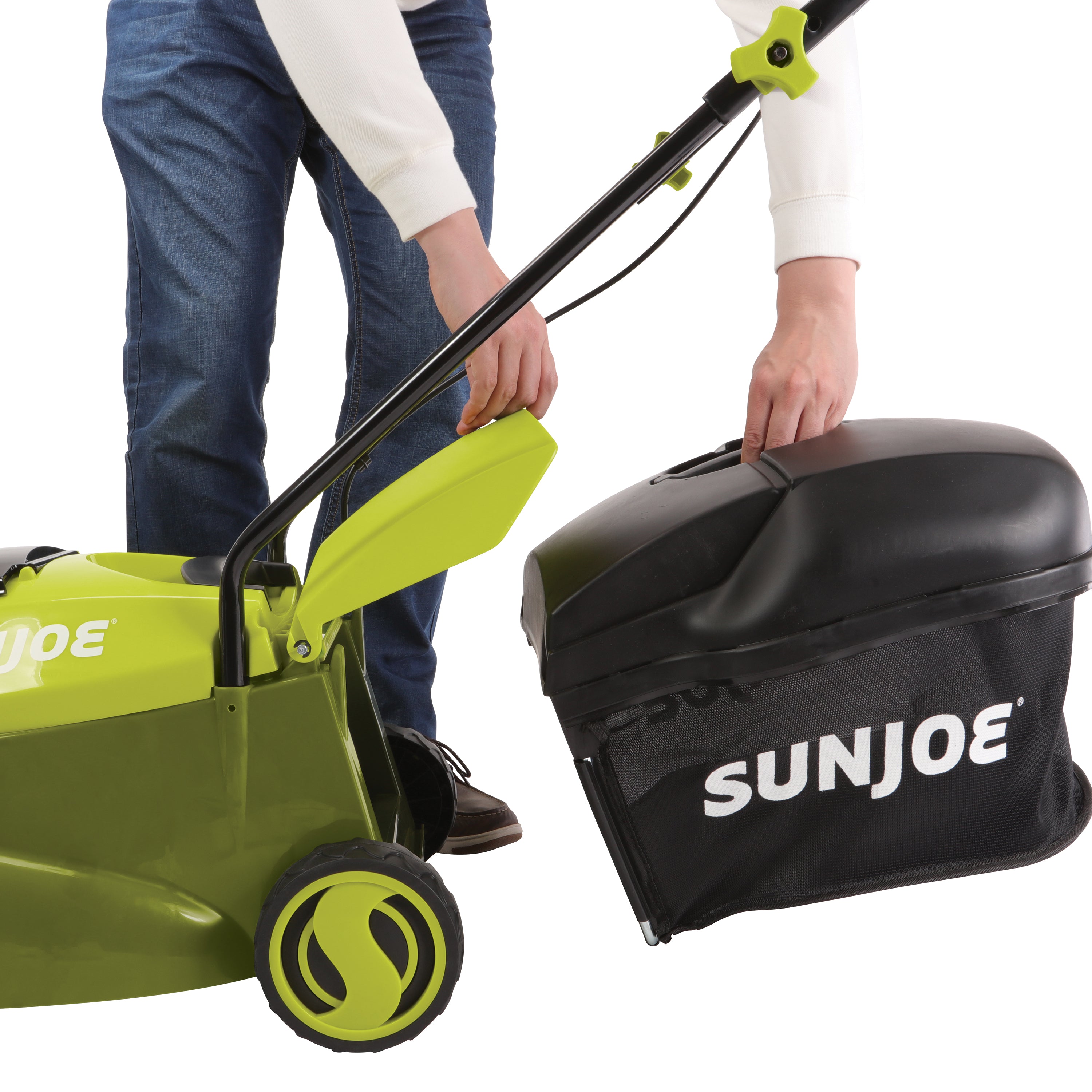 Sun Joe MJ24C 14-Inch 24V Cordless Brushless Lawn Mower Kit with 4.0Ah Battery & Charger - Lightweight Electric Lawn Mower for Small to Medium Yards, Quiet & Eco-Friendly Grass Cutting