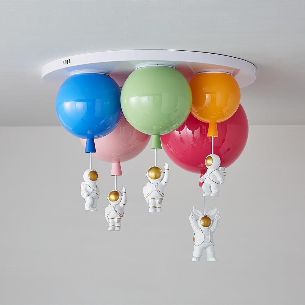 Astronaut Glossy Balloon Ceiling Lamp - Modern Space-Themed LED Light Fixture for Kids Room & Nursery Decor - Perfect for Bedroom, Playroom and Themed Parties