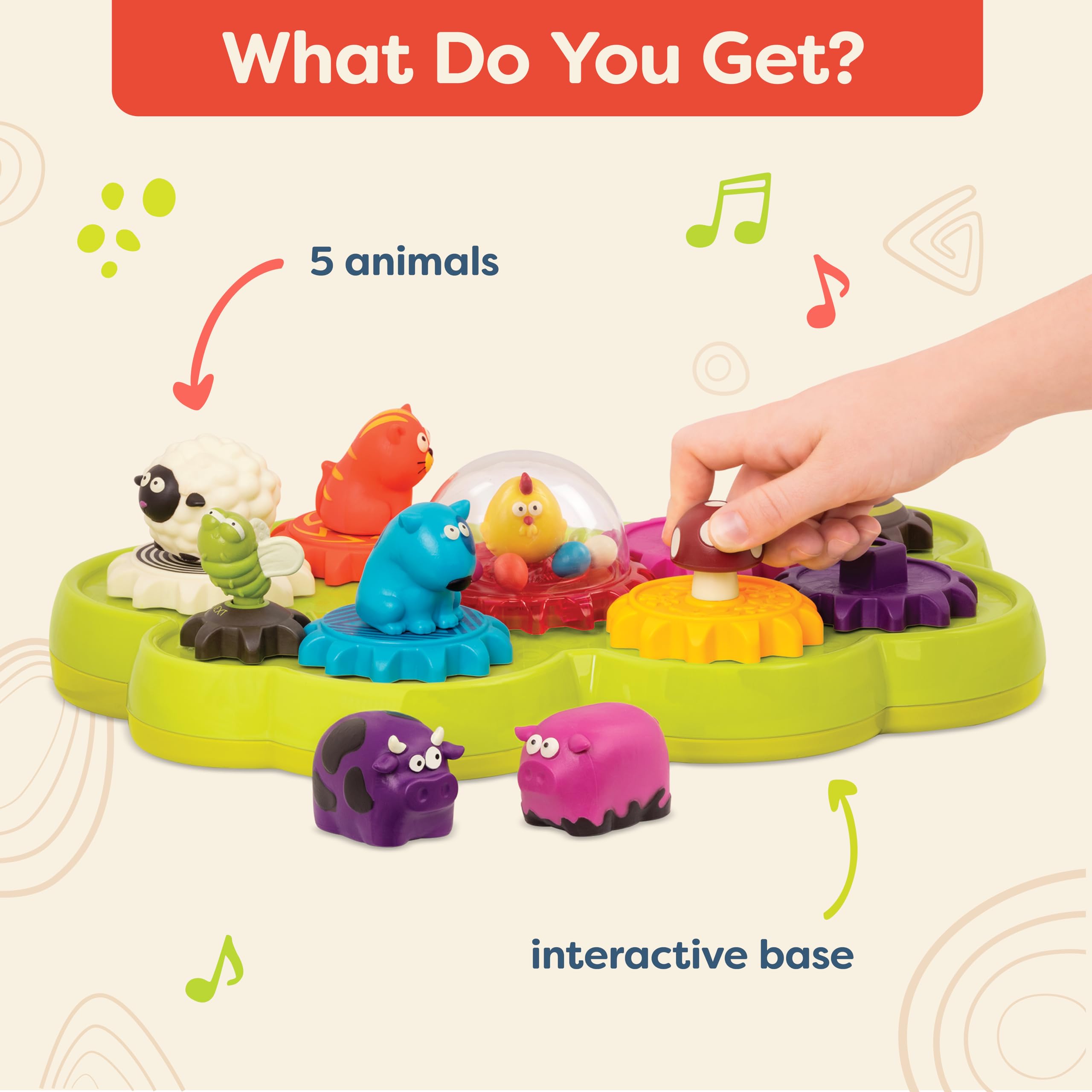 B. Toys Mooosical Gears - Interactive Musical Gear Toy with Spinning Gears & Farm Animals - Educational Sorting & Spinning Toy for Toddlers 18+ Months - STEM Learning Toy for Kids - Perfect for Playtime, Early Childhood Development & Sensory Play