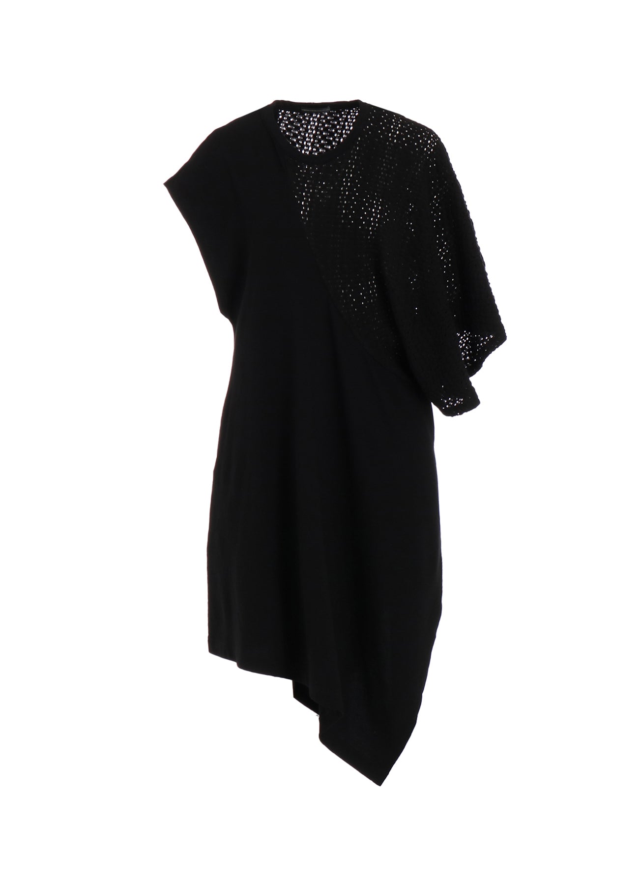 Cotton Jersey & Lace Left Shoulder Drape T-Shirt - Elegant Women's Fashion Top for Casual Wear, Parties & Date Nights