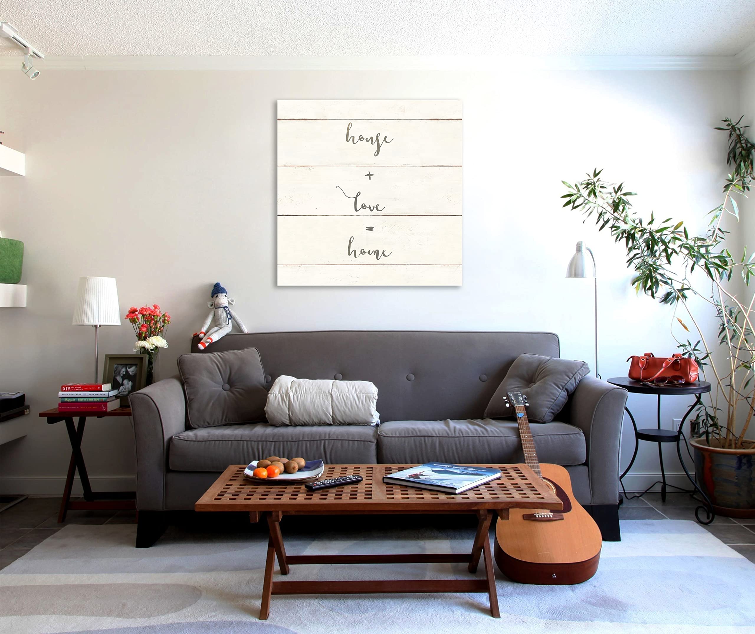 Jaxson Rea Home Sweet Home IV Shiplap Gallery Wrapped Canvas Wall Art - 36x36 Inch Farmhouse Decor by Wild Apple - Perfect for Living Room, Bedroom & Office Décor