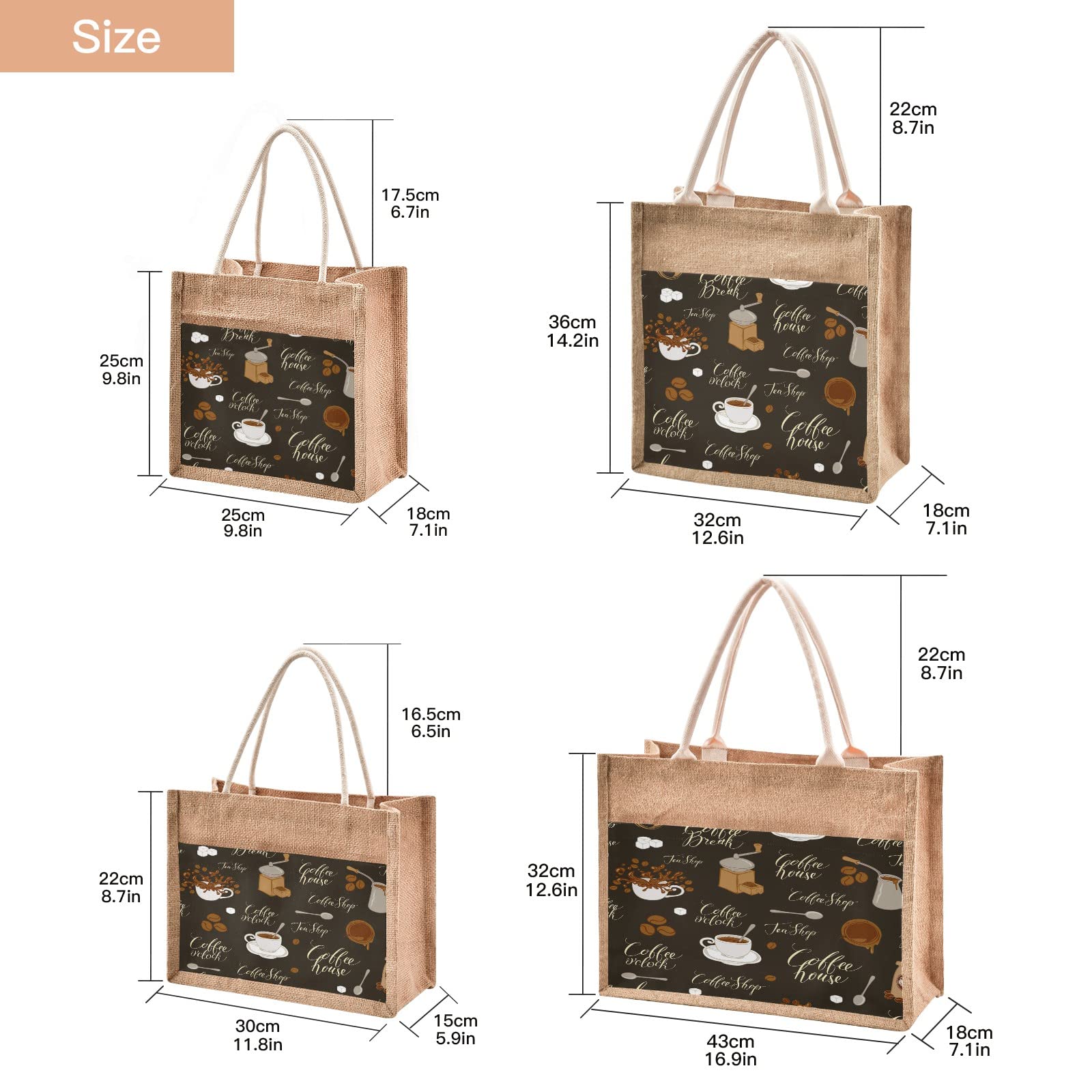 Eco-Friendly Jute Tote Bag - Waterproof Burlap Straw Grocery Shopping Bag for Coffee, Beach & Travel | Reusable & Durable for Daily Use, Market Trips & Picnics