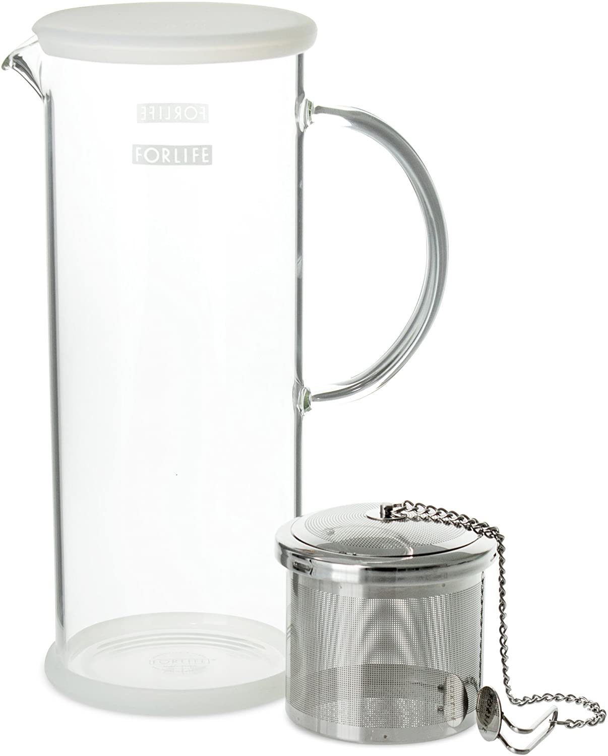 FORLIFE LUCENT 48oz Glass Iced Tea Pitcher with Removable Tea Infuser - BPA Free, Perfect for Iced Tea, Lemonade & Cold Brew - Great for Summer Parties, BBQs & Outdoor Gatherings