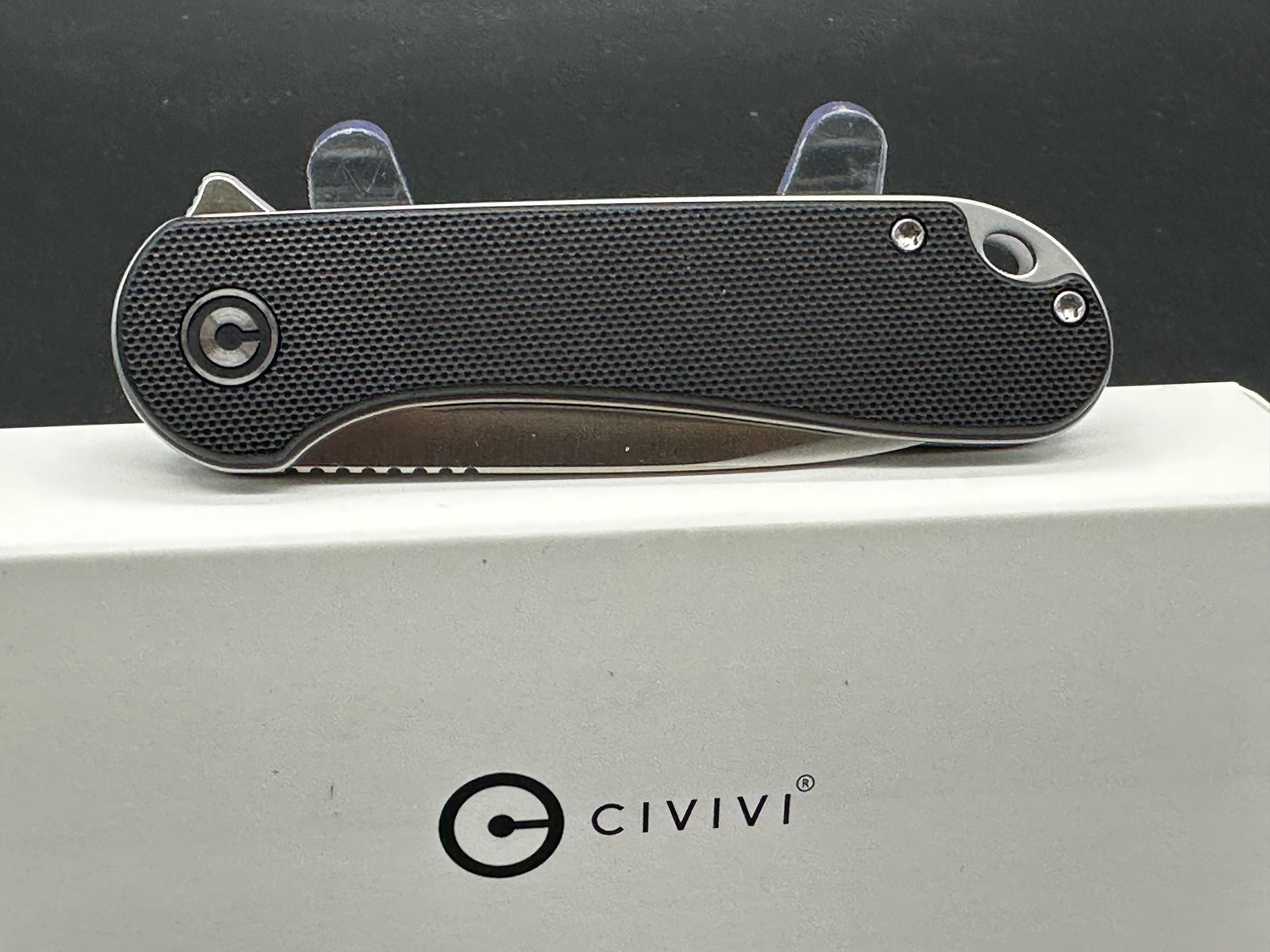 Civivi Elementum D2 Pocket Knife - Satin Drop Point Blade & Black G10 Handle - EDC Folding Knife for Camping, Hiking, and Everyday Carry