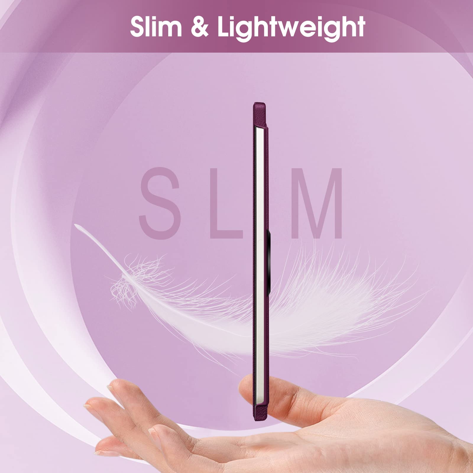 Fintie Slim 360 Rotating Protective Case for iPad Mini 7 (2024, A17 Pro) & iPad Mini 6 (8.3 Inch) - Auto Wake/Sleep, Swivel Stand Cover in Purple - Perfect for Work, Travel & Entertainment