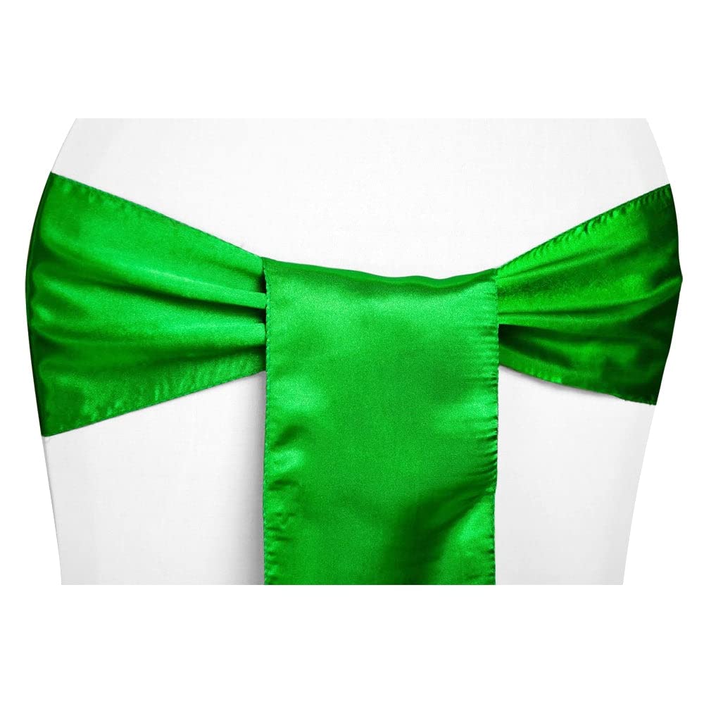 10-Pack Kelly Green Satin Chair Sashes - 6