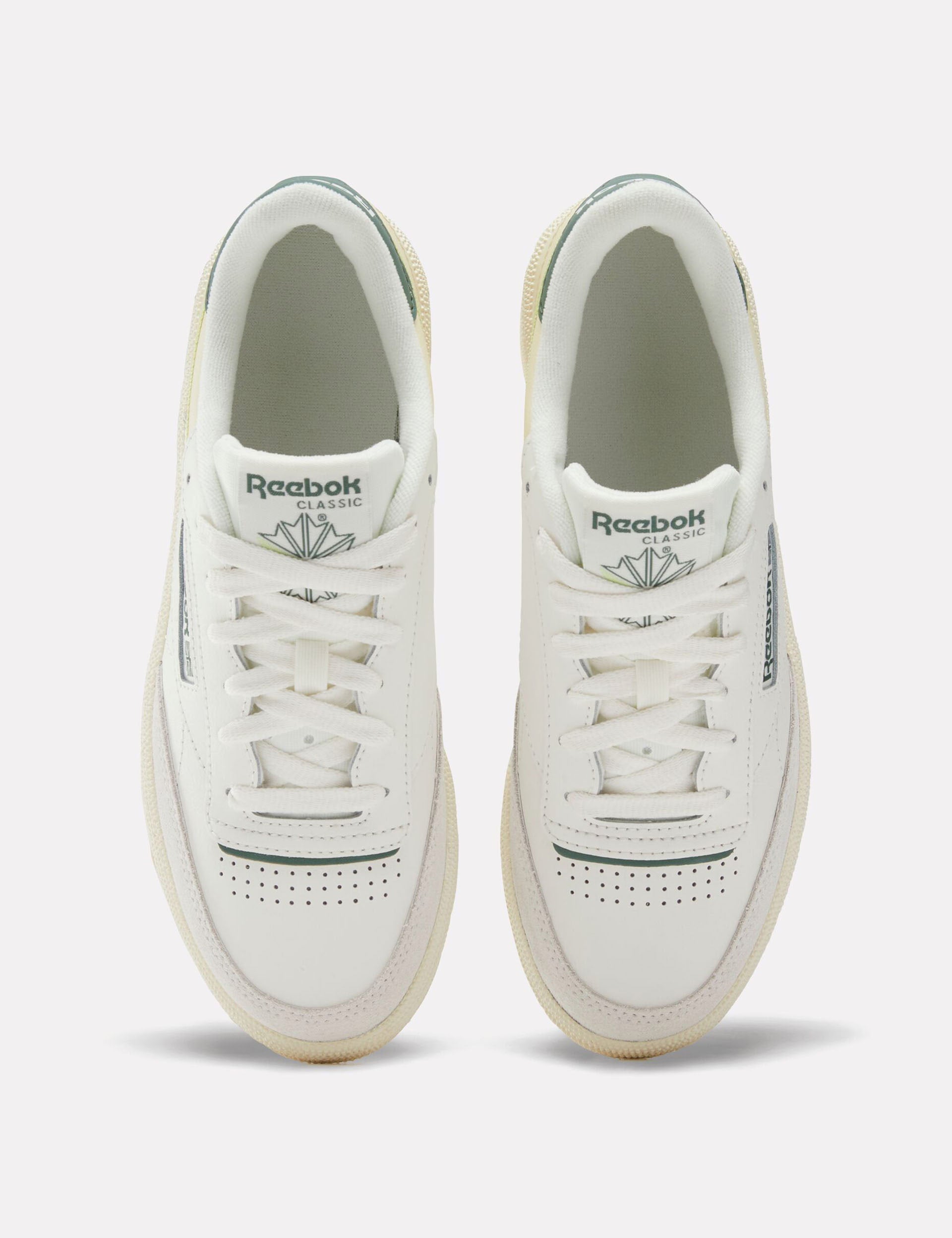 Reebok Club C 85 Vintage Sneakers - Chalk, Vintage Chalk & Escape Green | Retro Tennis Shoes for Men & Women | Casual Wear, Street Style & Gym Fashion