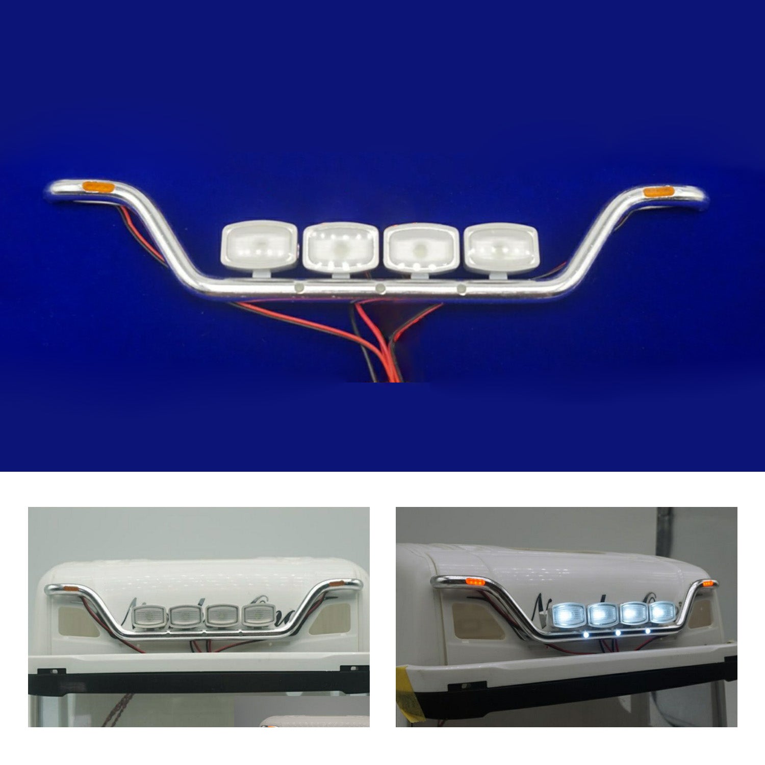1/14 Scale RC Tractor Truck Aluminum LED Light Bar - Compatible with 56323, 56371, 770S, R620, R730, 1851 Remote Control Cars - DIY Model Accessories for Night Crawling & Off-Road Racing