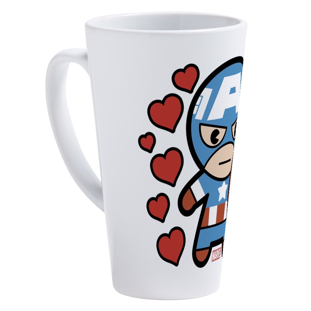 Captain America Hearts 17 oz Latte Mug - Marvel Superhero Coffee Cup for Home, Office & Gifts | Perfect for Tea, Hot Chocolate & Coffee Lovers