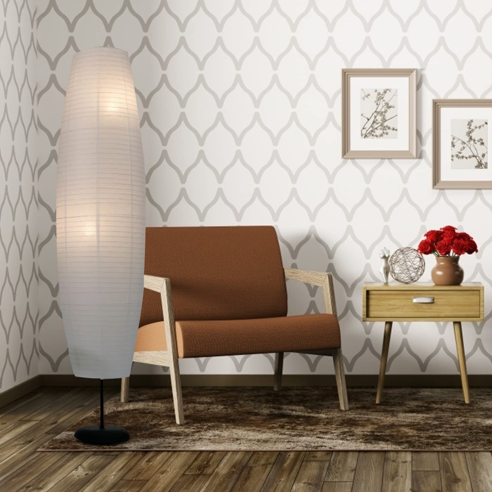 43 Inch Floor Lamp Shade Replacement - Paper Standing Lamp Cover for Bedroom & Living Room | Modern Corner Lighting for Cozy Ambience