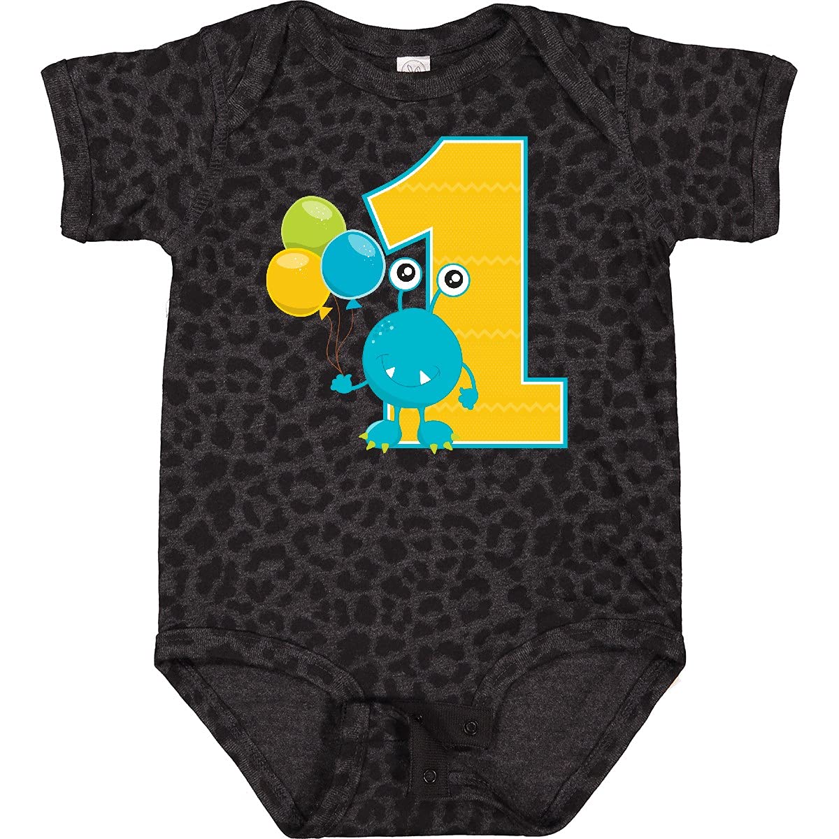 Inktastic First Birthday Monster Baby Bodysuit - Cute 1st Birthday Outfit for Boys & Girls - Soft Cotton Onesie for Birthday Parties, Photo Shoots & Special Occasions