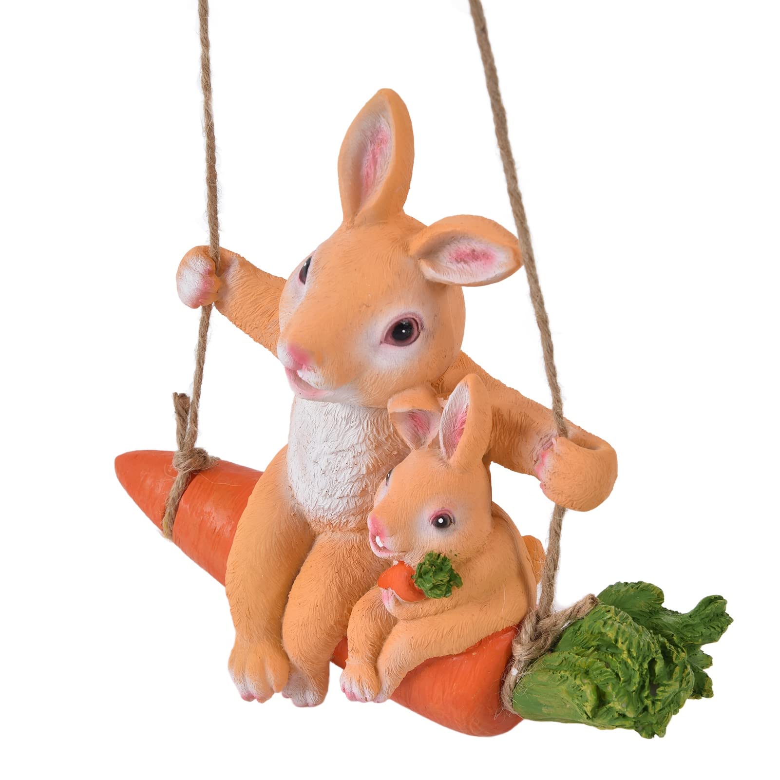 Exquisitely Carved Rabbit Swing Gardening Pendant - Romantic Rabbit Pattern Hanging Decor for Garden, Patio, and Home Decoration | Perfect for Outdoor Gardens, Indoor Boho Decor, and Gift Giving
