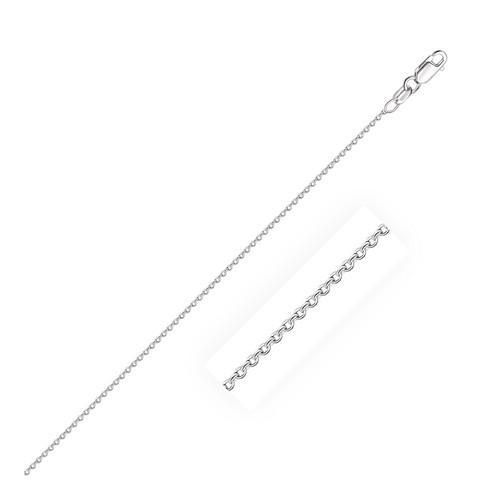 14K White Gold Round Cable Link Chain 0.7mm - 20 Inch Dainty Necklace for Women, Perfect for Layering, Everyday Wear & Gift Giving