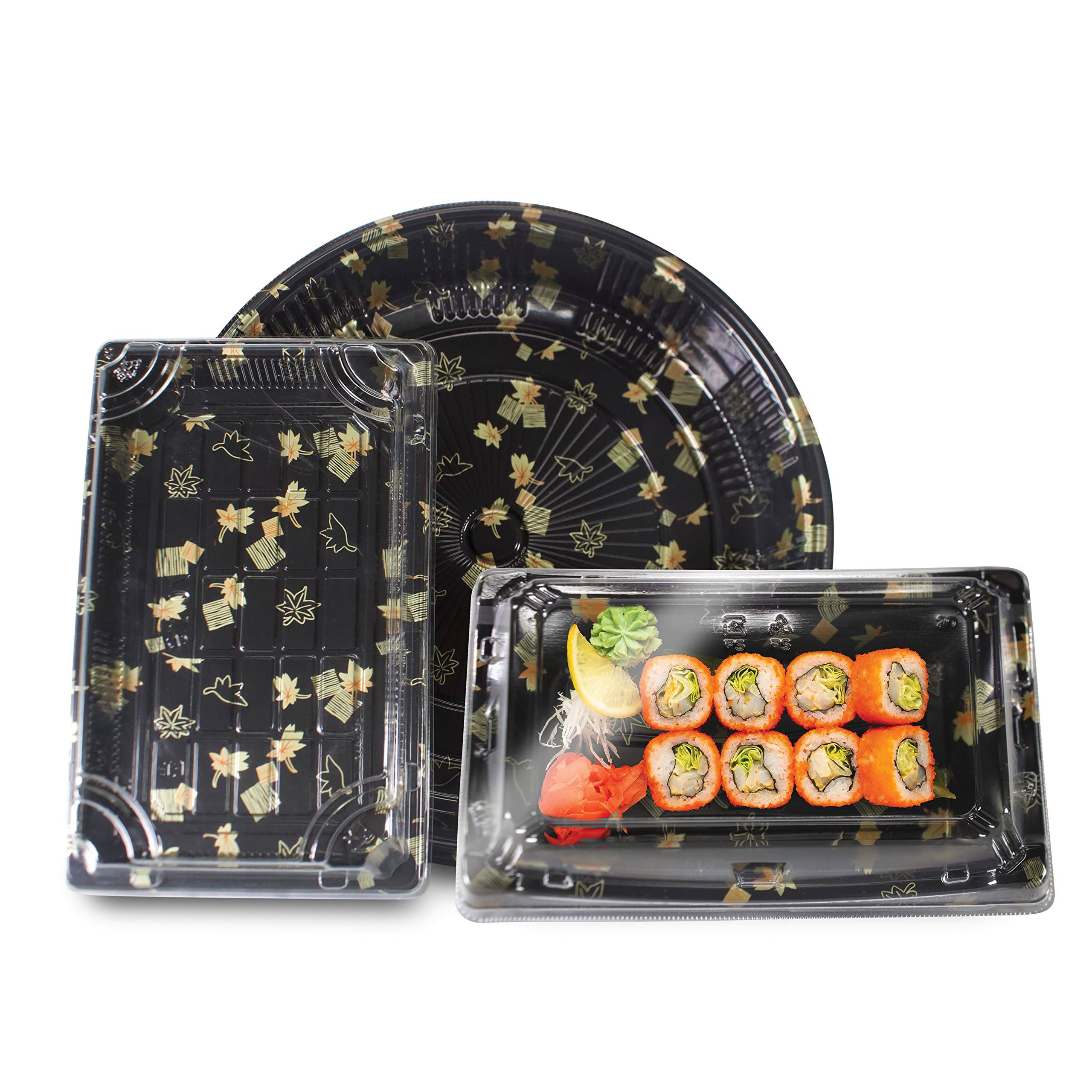 Eco-Friendly Disposable Food Containers with Lids - 200 Pack 9.37x5.70x0.90 Inch Takeout Boxes for Sushi, Salads & Meal Prep | Perfect for Restaurants, Catering & Home Use