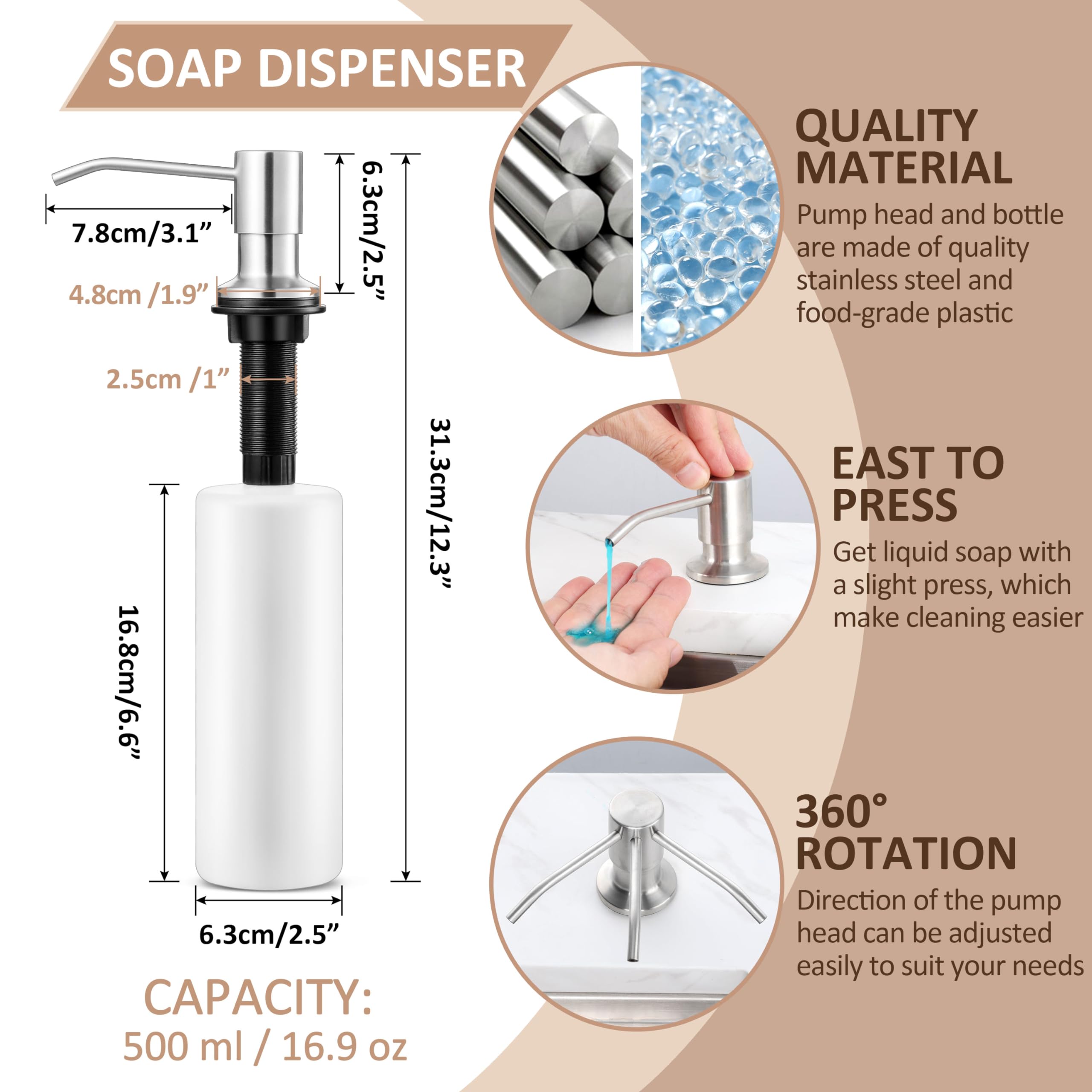 Herogo Touchless Kitchen Faucet with Motion Sensor & Pull Down Sprayer - Brushed Nickel Stainless Steel Smart Activated Sink Faucet with Soap Dispenser - Ideal for Farmhouse, RV, and Modern Kitchens (Easy Installation & Water Saving)