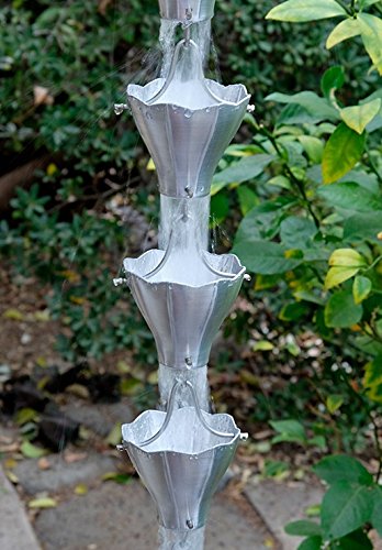 12ft Aluminum Star Flower Cups Rain Chain with Installation Kit - Perfect for Garden Downspout Drainage & Outdoor Decoration