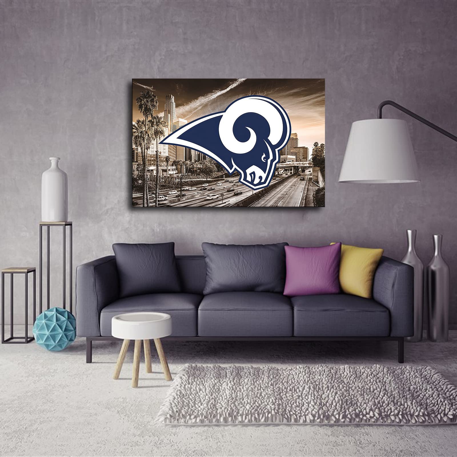 Los Angeles Rams Football Poster - NFL Sports Canvas Wall Art Decor for Living Room & Bedroom - 16x24 Inch Unframed Printed Painting - Perfect for Game Room, Man Cave, and Sports Fan Gifts