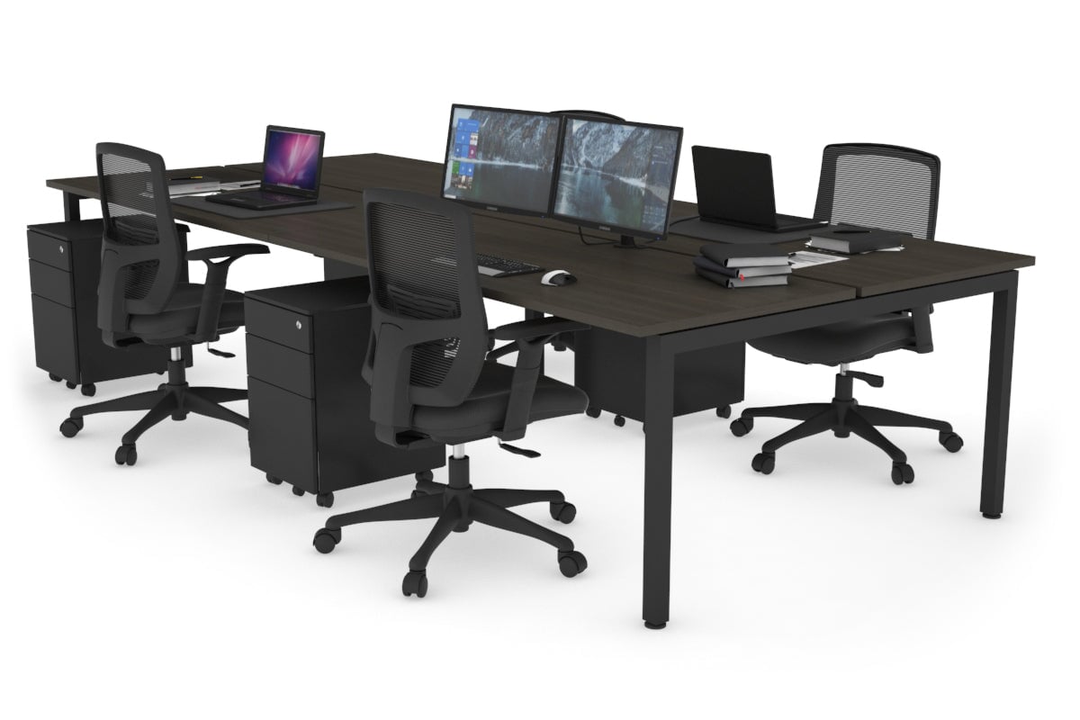 Quadro Square Legs 4-Person Office Workstation Desk - 1600L x 700W Dimensions - Perfect for Team Collaboration & Open Office Spaces