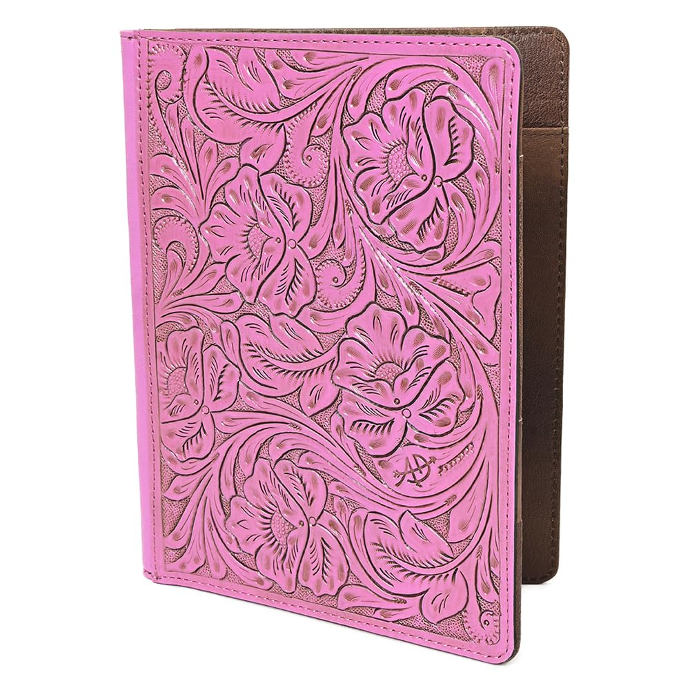 American Darling Hand-Tooled Genuine Leather Western Women's Portfolio Bag in Pink - Stylish Leather Sketchbook Holder for Students, Artists & Professionals | Perfect for School, Office & Art Classes