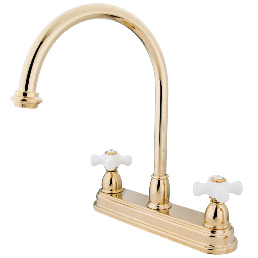 Kingston Brass KB3741PX Restoration Centerset Kitchen Faucet - High Arc Pull-Down Sprayer, Oil-Rubbed Bronze Finish for Modern Farmhouse & Vintage Style Kitchens