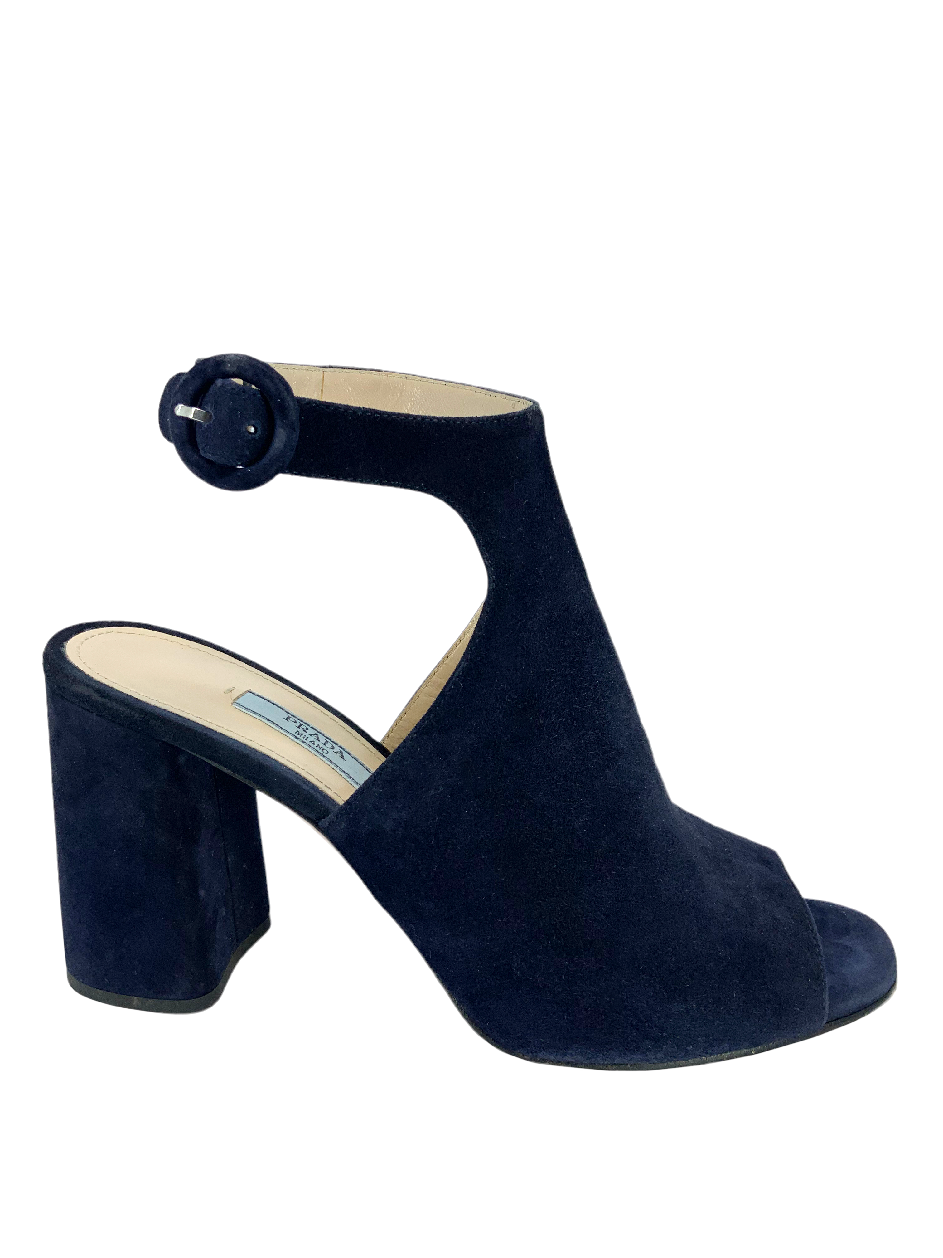 PRADA Suede Ankle Wrap Sandals Women's Size 7 | Luxury Designer Strappy Heels for Summer Weddings & Date Nights