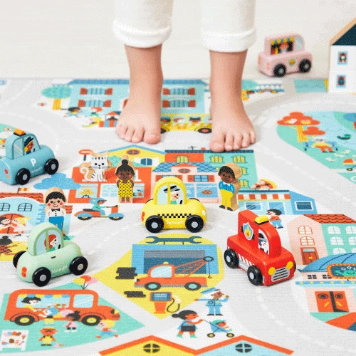 Janod City Cross Roads - Set of 36 Wooden Building Blocks for Kids | STEM Educational Toys | Creative Play for Toddlers & Preschoolers | Perfect for Birthday Gifts & Classroom Activities