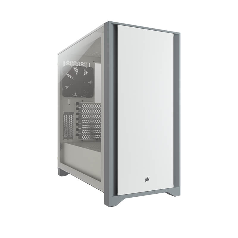 Corsair 4000D White Mid Tower ATX PC Case - Tempered Glass Side Panel, High Airflow Design for Gaming & Workstation Builds | Perfect for Home Office & Esports Setup