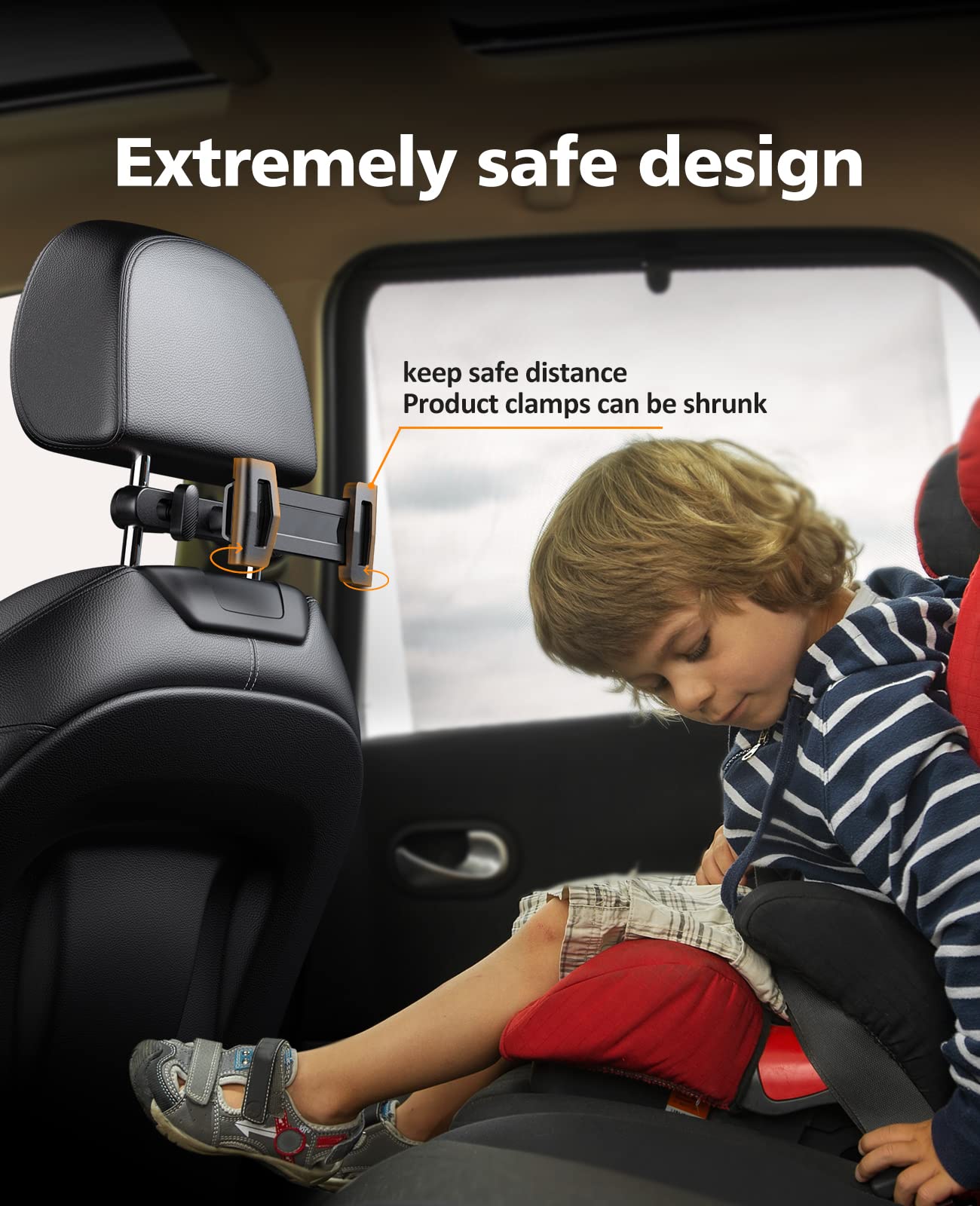 KEUASX Car Tablet Holder - Adjustable 360° Rotating Headrest Mount for iPad Pro/Air/Mini (4.7-12.9 Inch) - Portable Travel Stand for Kids & Adults - Perfect for Road Trips, Backseat Entertainment & Long Flights - Black