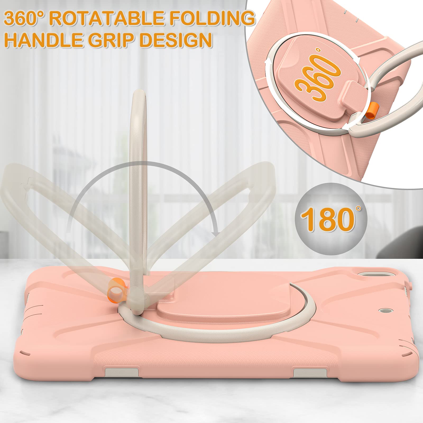 BRAECN iPad Air 3 Case - Full Body Protective Silicone Cover with 360° Rotating Hand Grip, Pencil Holder & Kickstand | Shockproof Case for iPad Air 3rd Gen (2019) & iPad Pro 10.5 (2017) | Rose Gold | Perfect for Travel, Work & School Use