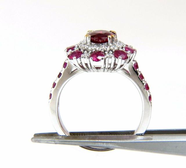 GIA Certified 2.92 Carat Natural Ruby Diamond Ring in 14K Gold Cluster Setting - Perfect for Engagement, Anniversary & Special Occasion Jewelry Gifts