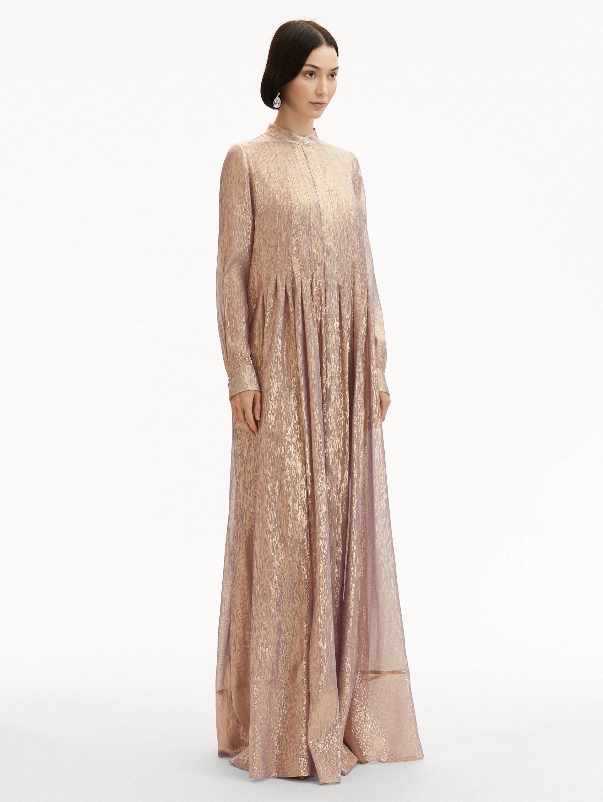 Elegant Lamé Mousseline Pleated Caftan Dress for Women - Luxury Evening Gown & Boho Maxi Dress for Parties, Weddings, and Special Occasions