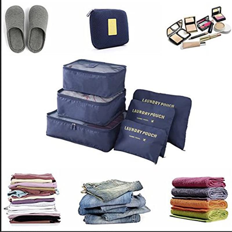 Laebevon 6-Piece Packing Cubes Set - Multi-Functional Travel Organizer Bags for Clothes & Accessories - Navy Blue Luggage Storage Pouches - Perfect for Carry-On, Suitcase, and Business Trips