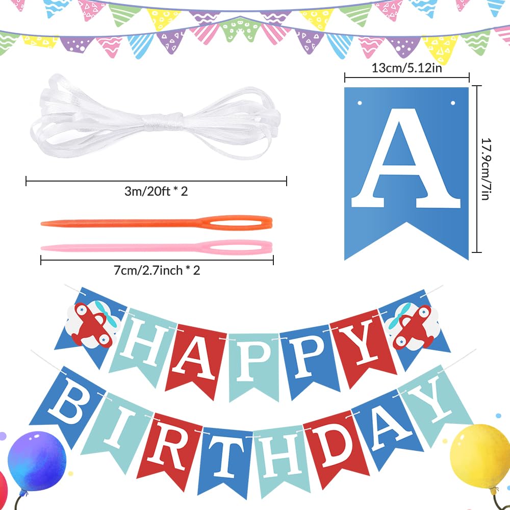Blue & Red Happy Birthday Banner - Airplane Themed Party Decorations for Boys, Girls & Baby Showers | Perfect for Birthday Parties, Baby Showers & Aviation Celebrations