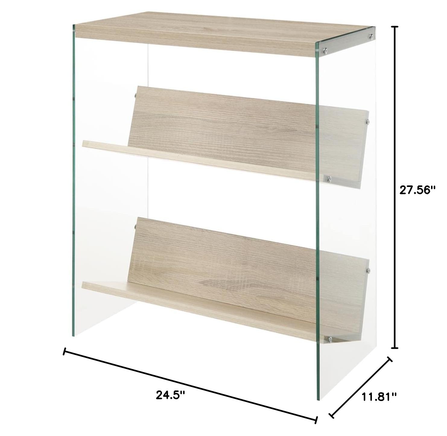 Convenience Concepts SoHo Bookcase - Weathered White & Glass Shelves for Living Room, Office, or Bedroom Storage & Display