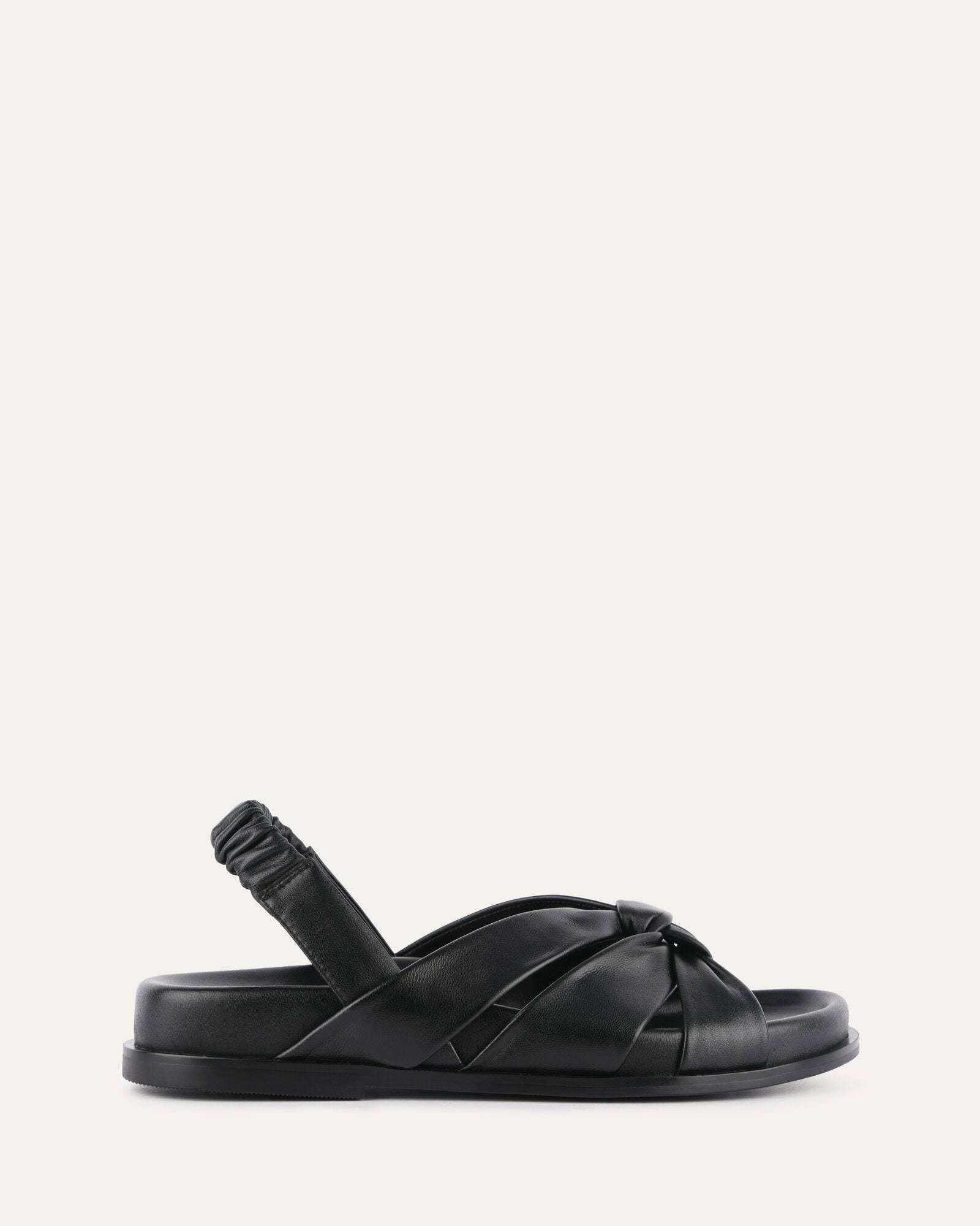 VINCENT Women's Flat Sandals - Black Genuine Leather Comfortable Slip-On Shoes for Casual Walking, Beach & Summer Outfits