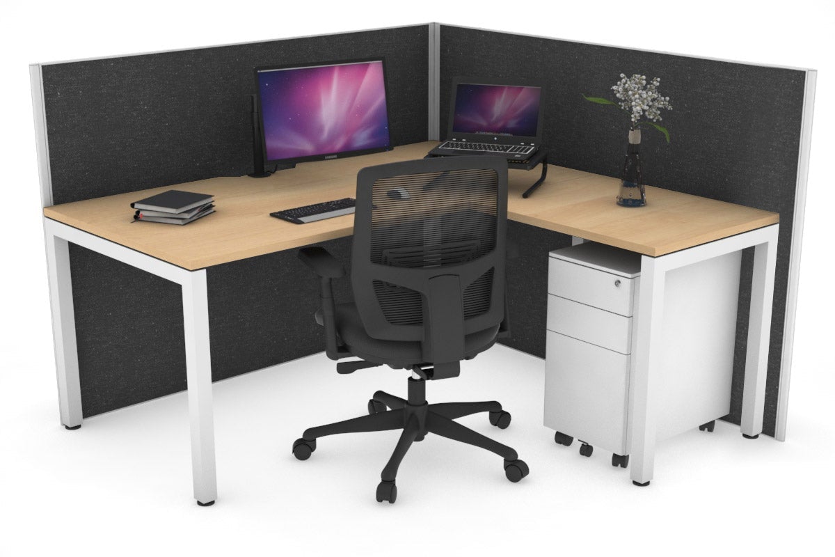 Horizon Quadro Square Legs L-Shaped Corner Office Desk - 1800L x 1550W with Cable Management | Modern Home Office & Gaming Desk for Small Spaces