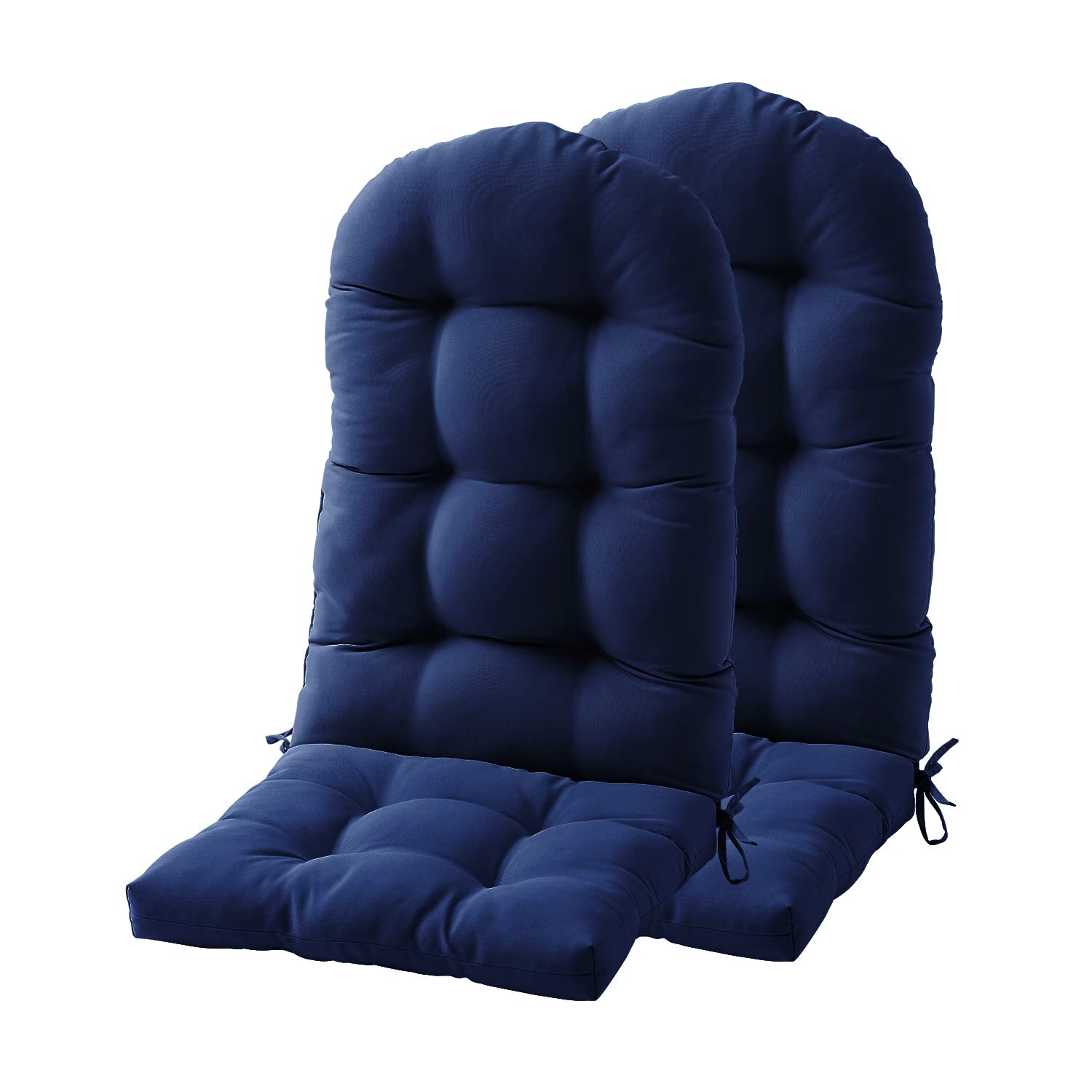 FILUXE Waterproof Adirondack & Rocking Chair Cushions - High Back Patio Pillow with Ties, Fade-Resistant All-Weather Outdoor/Indoor Tufted Seat Cushion Replacement (Royal Blue, 2 Pack) - Perfect for Deck, Porch, Garden & Poolside Relaxation