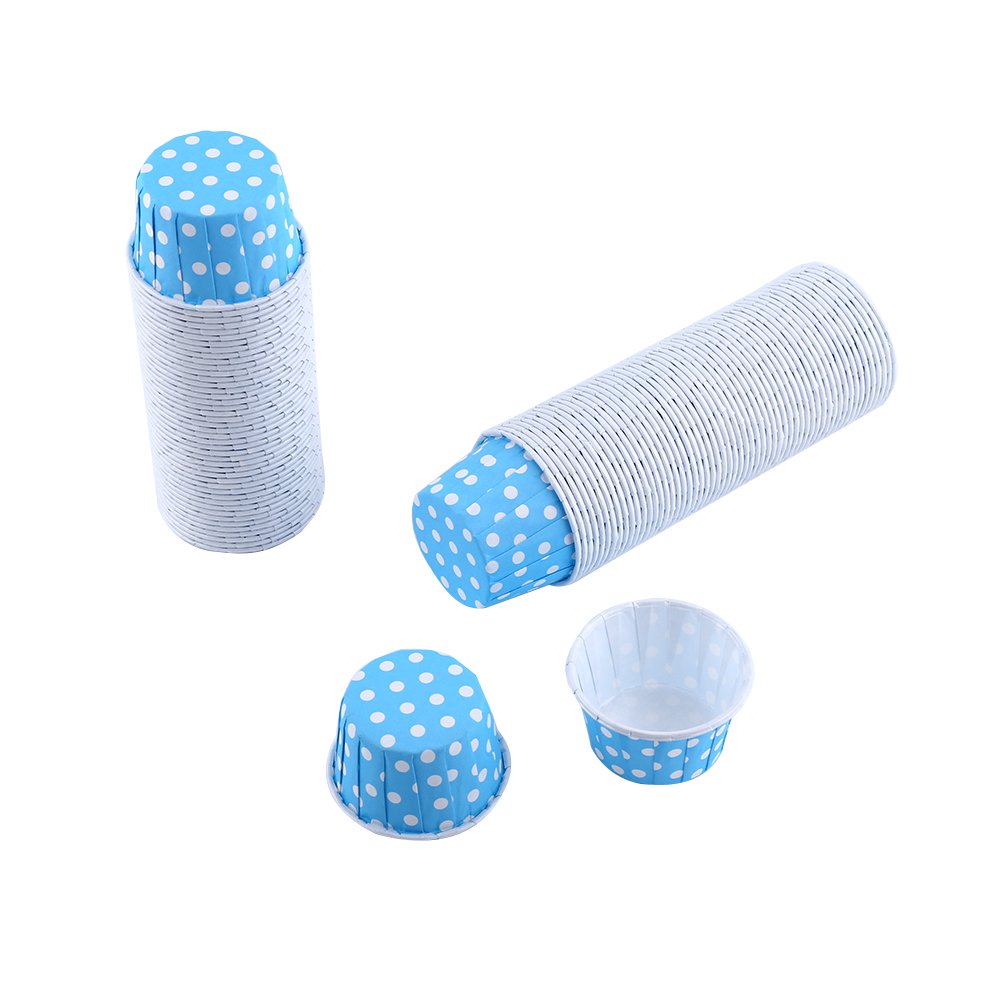PUSOKEI 100pcs Colorful Paper Baking Cups - Premium Cupcake Liners for Baking, Oven, Microwave & Freezer Safe - 8 Vibrant Colors (Blue) - Perfect for Birthday Parties, Baby Showers & Holiday Desserts