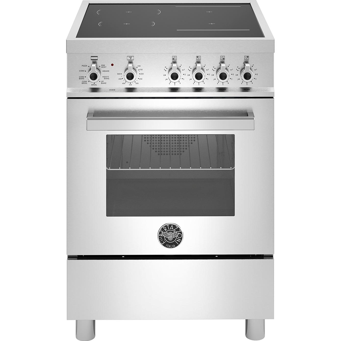 Bertazzoni 24 Inch Freestanding Induction Range with Convection Oven - PRO244IFEMXB - Professional Stainless Steel Cooktop for Modern Kitchens | Perfect for Baking, Roasting & Fast Cooking