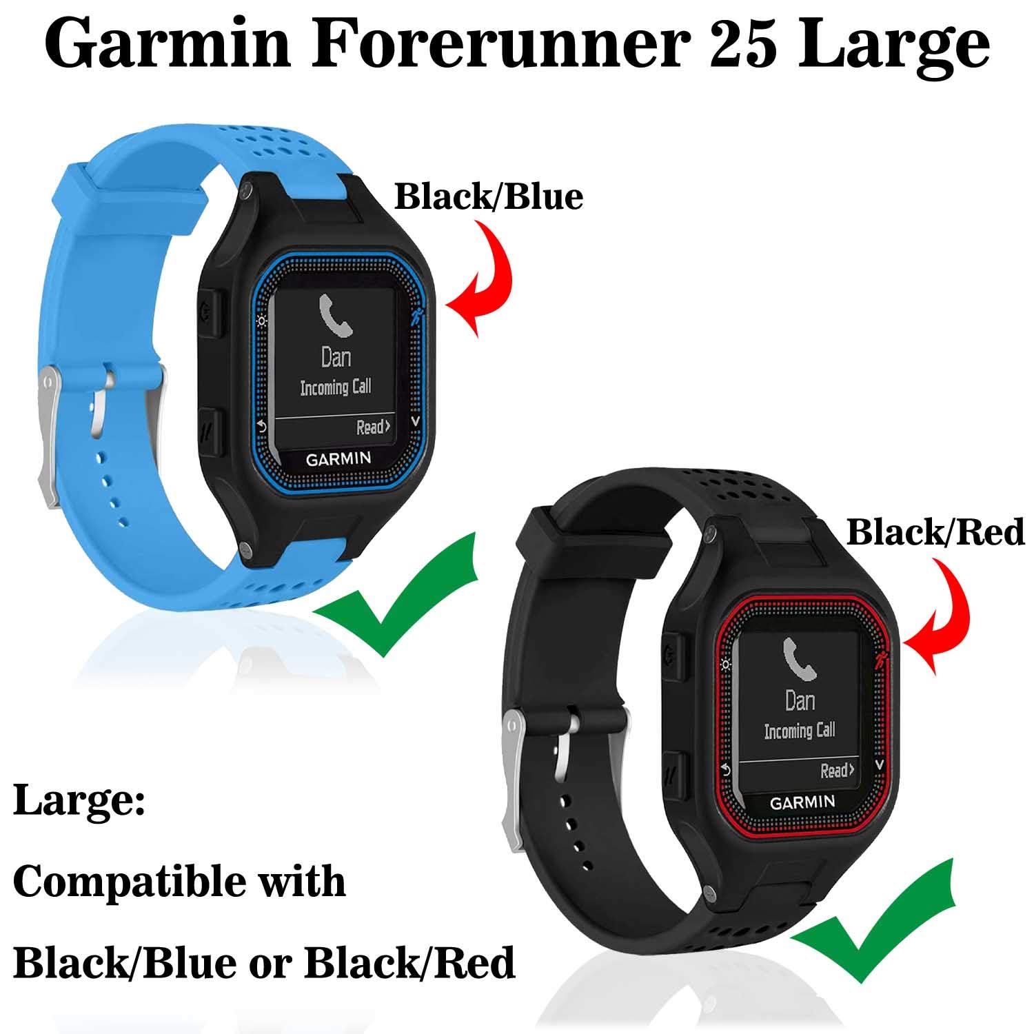 GVFM Soft Silicone Replacement Watch Band Strap Compatible with Garmin Forerunner 25 GPS Running Watch - Durable & Comfortable Fitness Tracker Accessory for Jogging, Workouts & Daily Wear